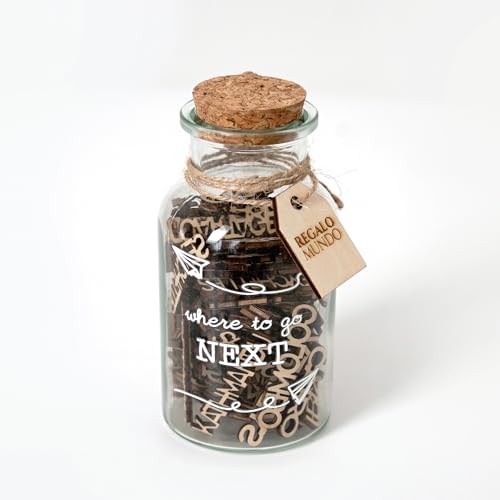 Where to Go Next – Travel Destination Jar | 100 Wooden Carved Places to Visit | Eco-Friendly Travel Gift for Travelers, Couples & Adventurers