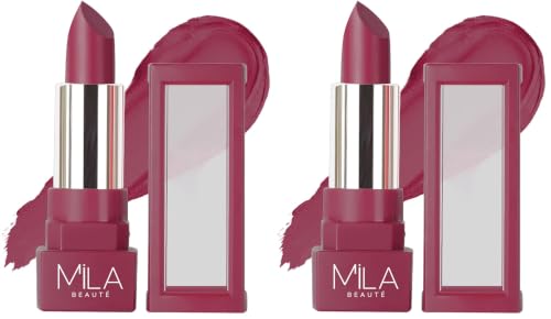 Image of MILA BEAUTE Matte Lipstick | Highly Pigmented & Lightweight Formula | Matte Finish | Gives Full Coverage | Shade - (Pack of 2)
