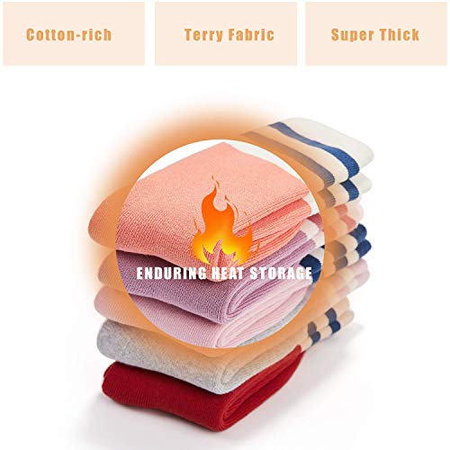 Big Girls Warm Cotton Socks Kids Winter Thick Crew Socks Thermal Cozy Socks for Girls 6 Pack 10-12 Years2