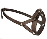 Adjustable Leather Loop Bite Bark Control Easy Fit Muzzle Brown. Fits 10.5