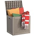 EasyUp 30 Gallon Resin Deck Box Waterproof, UV Resistant Outdoor Storage Box for Delivery, Patio, Garden, and Porch, Rattan Beige