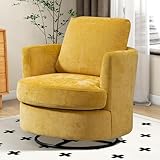 Aoiy & Wifon 31.9' W Swivel Accent Chair, 360 Degree Modern Living Room Chair, Swivel Barrel Chairs for Living Room/Bedroom, Chenille, Mustard