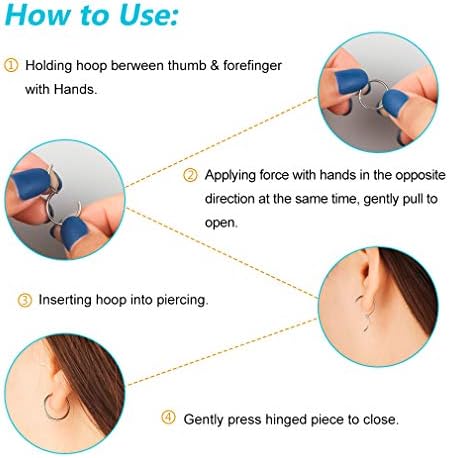 16G Nose-Rings-Hoop-Body-Piercing-Ring,Surgical Seamless Stainless Steel Hinged Clicker Eyebrow Septum Lip Belly Button Piercing Hoop,6mm 8mm 10mm 12mm 4 Pcs Segment Ring Unisex Earrings Body Jewelry Set