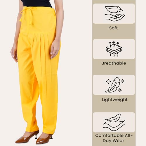 Image of Happy Bunny Salwar Pant for Women, Fine Cotton Ethnic Trousers with Drawstring Waist, Comfortable Daily, Office & Casual Wear Bottoms
