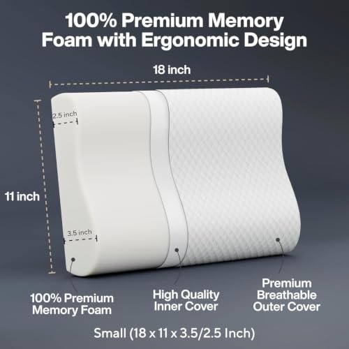 Image of Memory Foam Pillow for Sleeping | Ergonomic Contour Pillow for Neck & Head Support | Orthopedic Cervical Pillow for Adults | Comfortable Sleeping Pillow (Pack of - 1)