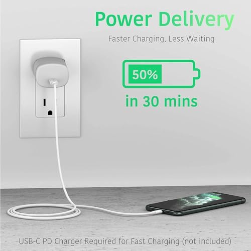 Image of Sounce Phone Type C to Lightning Cable-20W Original [MFi Certified] Fast Charger Cable Power Charging Cord Compatible with iPhone 14 /13 /12 /11 /X /8 /7 /6 /iPad Series (White)