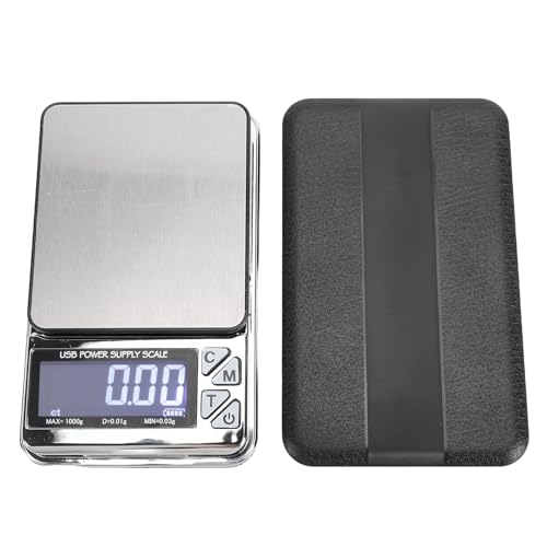 FTVOGUE Balance de Précision Numérique pour Bijoux, capacité 1000 G, Précision 0,01 G, écran LCD rétroéclairé, Fonctions Tare et PCS, Idéale pour L'or, les Herbes et les Ingrédients de