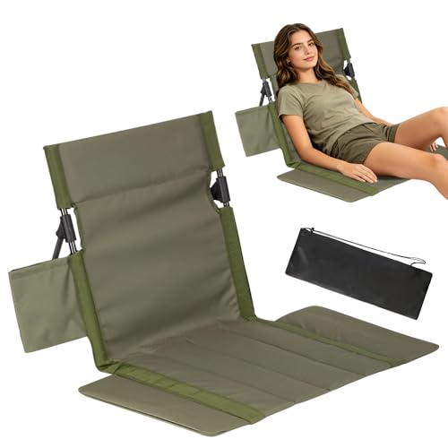 Nzkeuf Esterilla Playa con Respaldo, Silla Playa Plegable, Colchonetas de Playa Plegables y Ligeras, Pequeña Sillade Camping para Jardín, Conciertos, Montañismo, Camping y Viajes