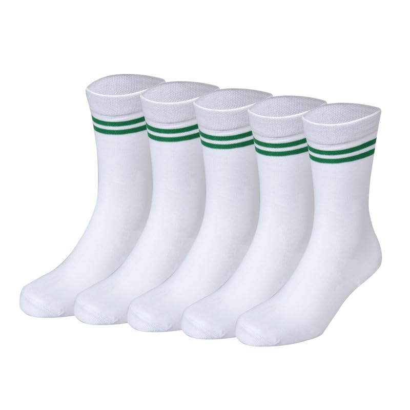 Bizala White With Green Stripes Calf Length School Cotton Socks for Boys & Girls (Pack of 5 Pairs) - Review, Price and Buying Guide