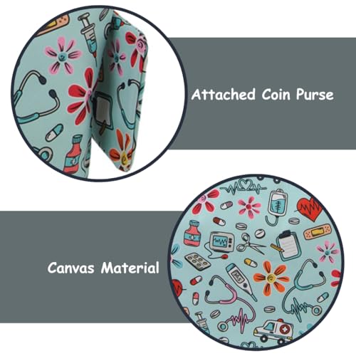 Image of NGIL Medium Top Zipper Closure Canvas Tote Bag with Attached Matching Coin Purse For Moms and Nurses