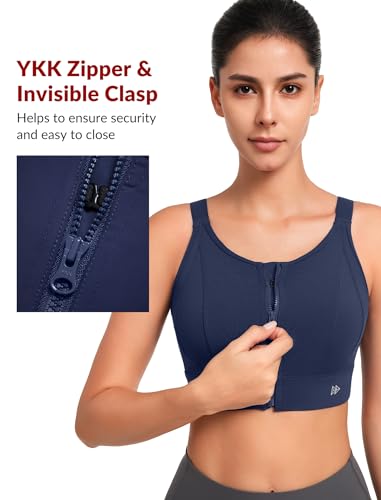 Yvette Adjustable Zip Front Sports Bras for Women High Support Impact Criss Cross Running Bra for Large Breasts4
