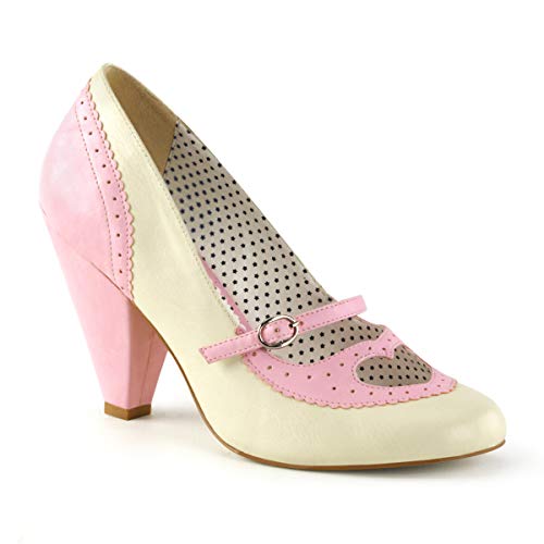 Pin Up Couture POPPY-18 B. Pink-Cream Faux Leather UK 3 (EU 36)