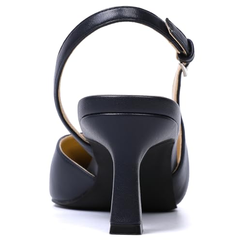 Image of Mostrin Kitten Heels for Women Slingback Pointed Closed Toe Heels Women's Pumps Shoes for Wedding, Party, Commuting