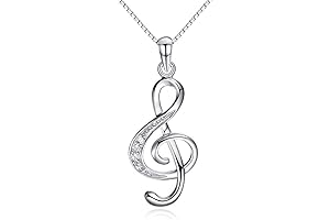 Music Note Pendant Necklace 925 Sterling Silver Cubic Zirconia Jewelry for Women Girl