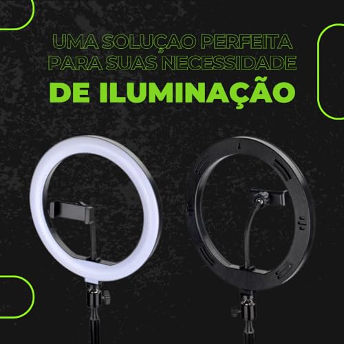 Ring Light Profissional 30cm com Tripé de 2 Metros para Celular - Anel Lâmpada de Vídeo e Maquiagem,