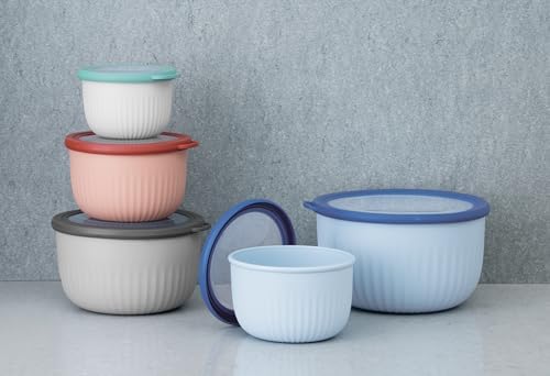 Oggi Set of 4 Prep, Store & Serve Plastic Bowls - w/See-Thru Lids- Dishwasher, Microwave & Freezer Safe, (0.7, 1.4, 2.6, 4 Quarts) - Multicolor - Thumbnail 2