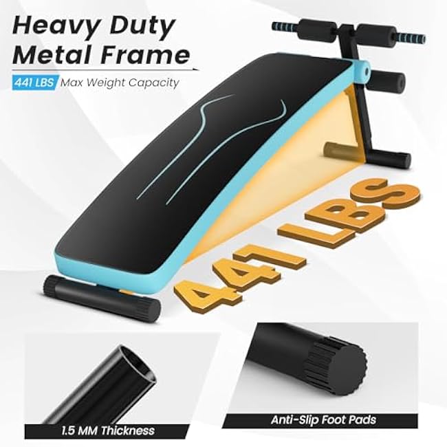 GYMAX Sit up Bench, Folding Adjustable Workout Bench for Ab Exercise, Curved Incline/Decline Slant Bench, Foldable Strength Training Weight Bench, Situps Abs Workout Equipment
