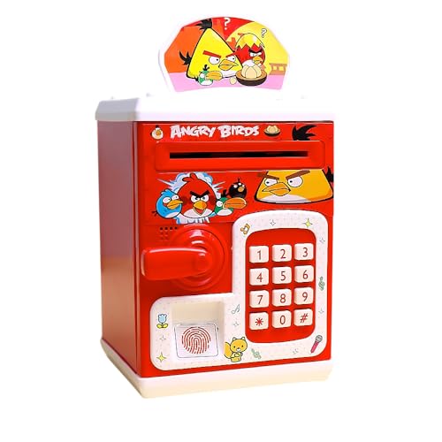 Image of Magicwand Magicwand ATM Piggy Bank|Mini ATM|Coin Bank Money Saving Box with Password,【Cherry Red】 Kids Safe Money Bank for Kids with Auto Grab Note Slot