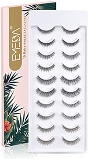 10 pairs Natural False eyelashes 3D Fake Lashes 100% Handmade Short Soft Reusable Eye Lash Transparent Strip Lashes Natural looking eyelash by EMEDA (Natural False Lashes 05)