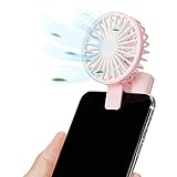 Nezylaf Handheld Fan Clip on Phone Laptop, Mini Fan Powerful Small Personal Portable Fan 1 Speeds USB Rechargeable Fan for Girls Woman Outdoor Travel (Pink)