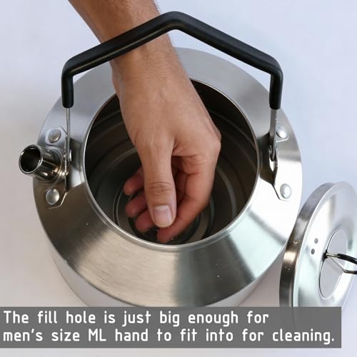 JouiiSiYa Stainless Steel Camping Kettle for Open Fire - Portable and Durable Campfire Kettle with Heat-resistant handle, Includes 2 Stackable Cups (1.6Qt / 1.5L) by JouiiSiYa - Image 5