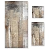 MATEKULI Taupe Grey Bath Towels Set,3 Piece Brown Beige Ombre Towels Set(1 Bath Towel 1 Hand Towel 1 Washcloth),Absorbent Soft Decorative Abstract Bathroom Towels for Shower,Fingertip,Hair,Face
