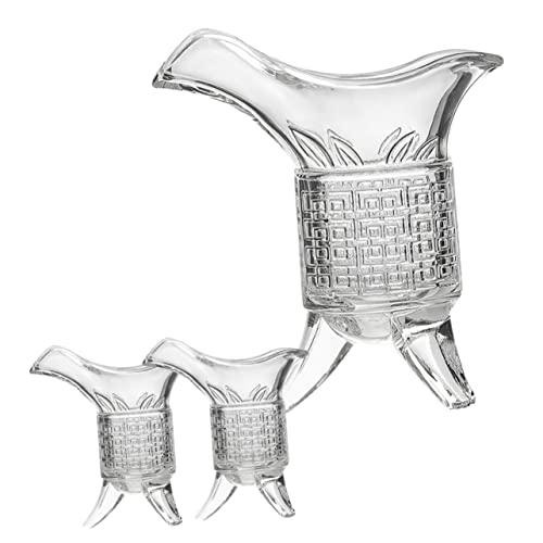 STOBAZA Vintage Whiskey Wine Cup Set 3pcs Imperial Cup Decanter Retro Design Glass Liquor for Wedding Decor Restaurant