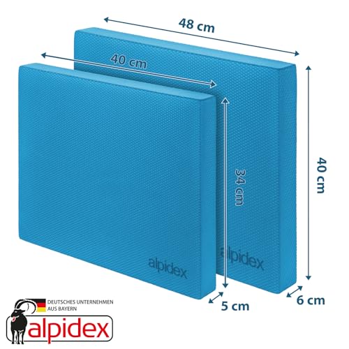 ALPIDEX Balance Pad 40x34x5 cm Balancekissen Blau inkl. 3 Fitnessbänder Stabilität Koordination Verbessertes Gleichgewicht Kissen Rutschfest Wackelkissen Balancegerät Gleichgewichtstrainer