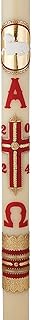 Will & Baumer Hand Crafted Lamb of God Beeswax Paschal Candle with Nails, No 9, Red & Gold