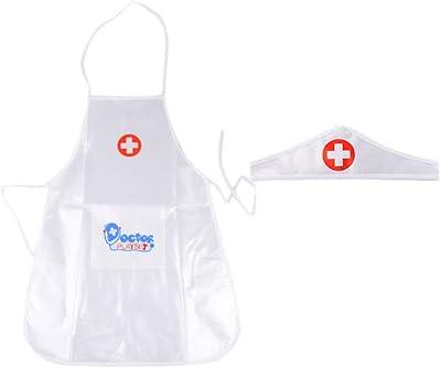 Dzrige Kids Doctor Playset,Kids Doctor Nurse Cosplay Costume Apron with Headdress Hat,Kids Play Doctor Set for Halloween Role Play Gifts