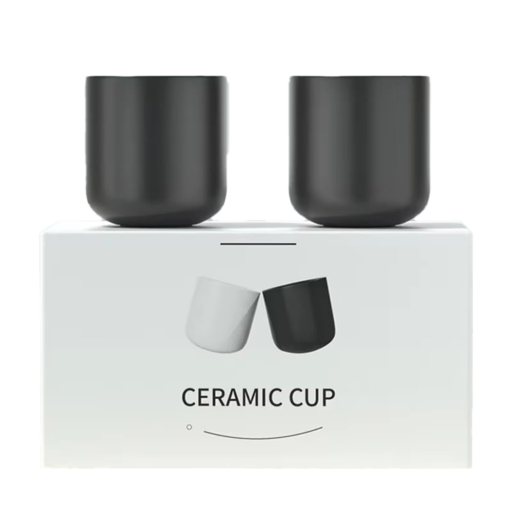 CTRLZS 2Pcs Ceramic Coffee Cup Set Latte, Milk & Cold Brew Thickened Design,Ideal forKitchen Black