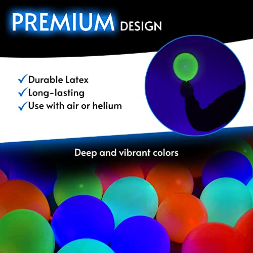 Glow King Black Light Reactive Neon Balloons | Glow In The Dark Latex Balloons In Multiple Colors | Fun Uv Fluorescent Party Supplies For Events | Luminous Ballons For Birthday Decoration – 50 Pack #TOP1