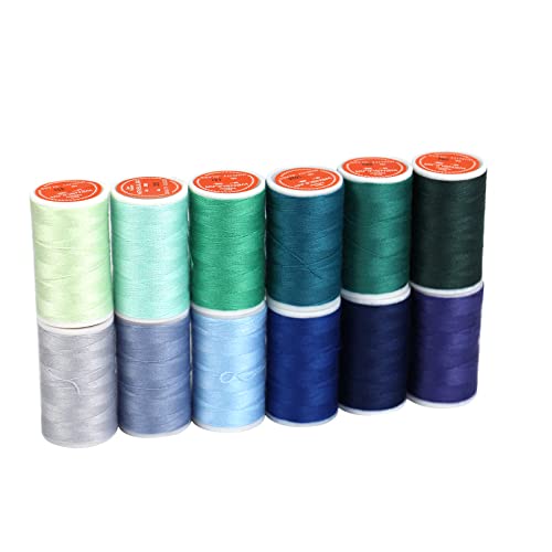 Multi-Purpose Thread For Sewing, 200Y/Spool 40S/2, Polyester Sewing Threads Kits For Sewing Machine & Hand Sewing (12 Paradise (Greens + Blues)) #TOP23