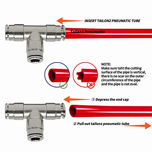 Vigor 2Pcs Union Tee Push To Connect Fittings Brass Quick Connect Fittings Copper Nickle-Plated 3 Way Tee Shaped Union Adapter Fitting (1/4" X 1/4'' X 1/4'' Tube Od) #TOP3