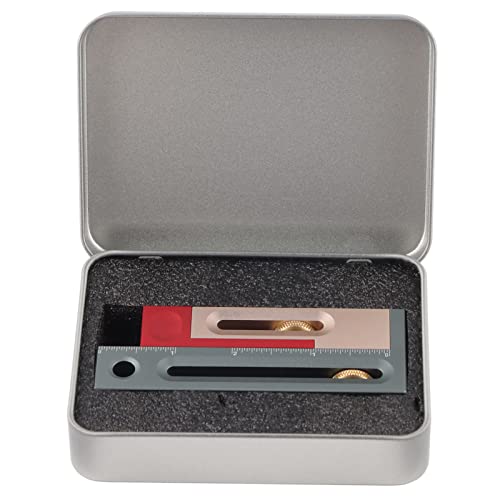 Saw Slot Adjuster Regulator, Movable Measuring Block, Aluminum Alloy, Silver and Red - Accurate Kerf Maker Tool, Easy Tenon Measurement for Woodworking