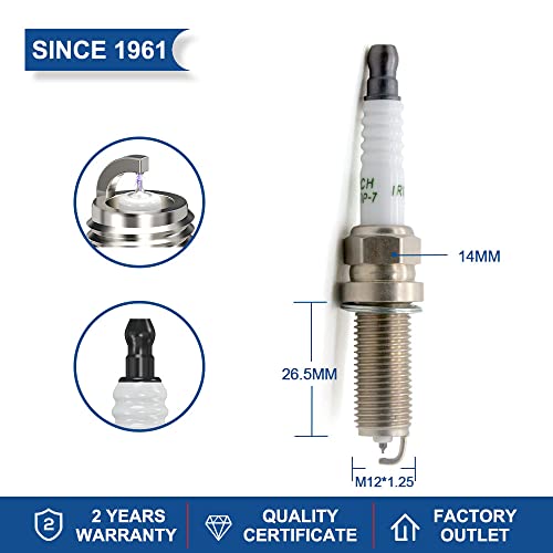 TORCH LD7RTIP-7 Vela de ignição de irídio platina substituir para vela de ignição NGK ILZKAR7A, para