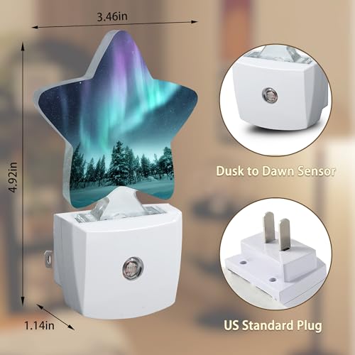 Image of Northern Lights Forest Plug-in Night Light with Dusk-to-Dawn Sensor for Bedroom,Bathroom and Living Room Sleep Friendly lamp for Women /Girls /Boys Gift,0.5W
