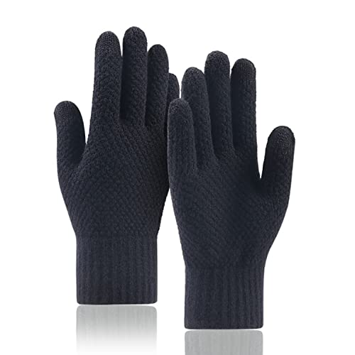 Thermohandz - Guantes térmicos de invierno, resistentes al viento, guantes de invierno para hombre, con pantalla táctil, guantes de conducción para trabajo, ciclismo, correr, equitación, color negro,