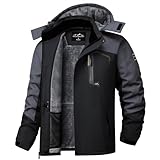 Ougelebo Winterjacke mit Kapuze Wasserdicht Skijacke Herren Winter Arbeitsjacke Softshell Warm...