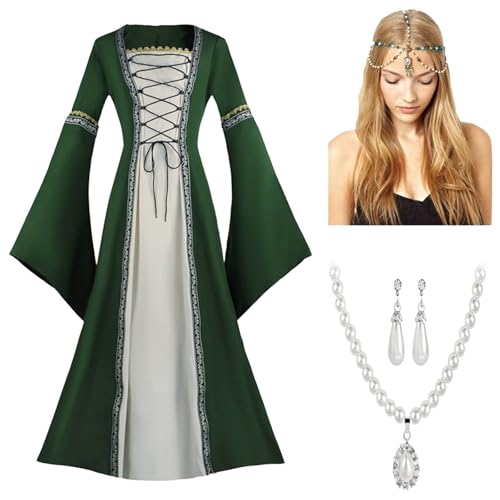 Robe médiévale à manches longues costume renaissance femme cosplay princesse gothique