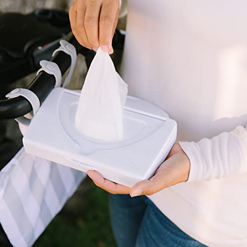 Ubbi On-the-Go Baby Wipes Dispenser, Portable Wipes Contianer for Travel, Diaper Bag Accessory Must Have for Newborns, Reusable Wipes Holder, White - Image 4