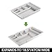 mDesign Adjustable/Expandable Plastic Drawer Organizer Tray for Bathroom Vanity, Countertop for Toothbrush, Toothpaste, First Aid, Ointment, Adhesive Bandages, Makeup - 7 Compartments - Light Gray