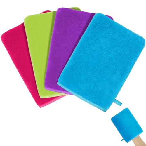 HOTUT 4 Pack Microfiber Body Wash Mitts, 15x20 cm Flannels Soft Shower Face Mitts, Face Cleansing Mitts, Soft Face Mitten, Bath SPA Cloth, Reusable Makeup Remover Mitt Gloves (4 Colors)