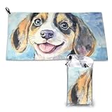 ASDJHFABKY Toalla de baño de secado rápido para perro, lindo beagle, cachorro, toalla deportiva, toalla de baño con imagen de perro, entrenadores deportivos, útil para sesiones de entrenamiento y