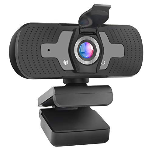 CAMOLA Webcam avec microphone, webcam HD 1080p avec couverture de confidentialité pour PC de bureau, ordinateur portable, Plug and Play USB pour appels vidéo Cover