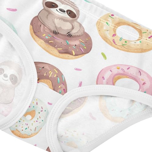 Wusikd Cute Cartoon Sloths Girls' Underwear Cotton Doughnuts Girls Briefs Soft Toddler Underwear 2T4