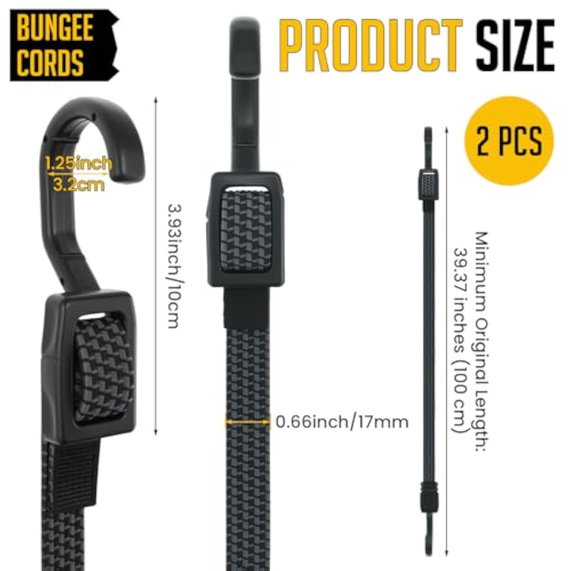 40 Inch Flat Adjustable Bungee Cords with Hooks