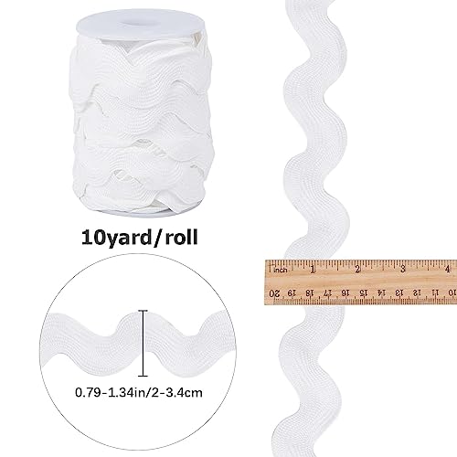 GORGECRAFT 20mm Wide Rick Rack Trim 10 Yards White Wave Bending Fringe Trim Braided Woven Fabric Ribbon for DIY Sewing Crafts Wedding Dress Costumes Embellishment Party Decoration Hair Bows Making - Image 2