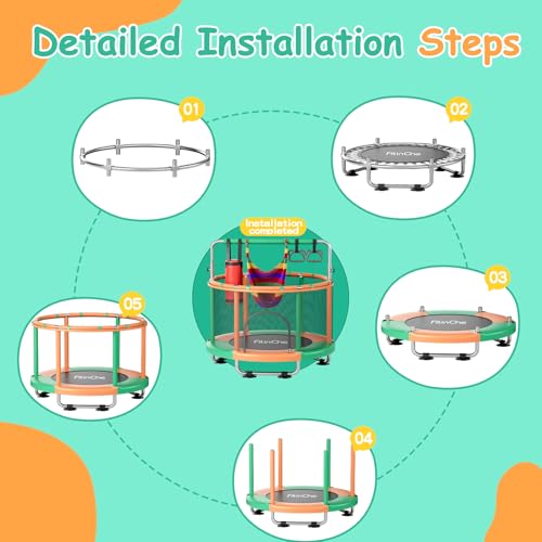 Image of 55 inch Toddler Mini Trampoline for Kids, Indoor Outdoor Toys with Swing, 440lbs Baby Kids Trampoline, Gymnastics Bar, Birthday Gifts for Boy Girl Age 1-8