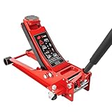 BQKOZFIN ガレージジャッキ 3T 油圧ジャッキ 最低位75mm/最高位500mm デュアルポンプ ローダウン車対応 軽自動車・SUV・ローダウン車まで ラバーパッド付